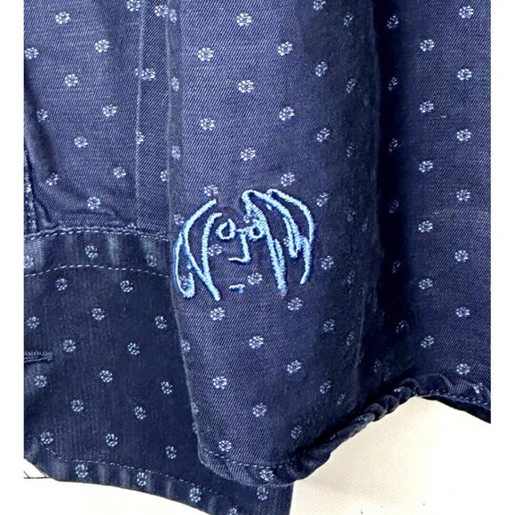 John Lennon Mens Shirt Casual Button Up Spotted Paisley Flip Cuff Blue Size L - Picture 6 of 15